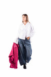 Camicia in Popeline Bianca con Taschino donna Tensione in - 3