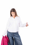Camicia in Popeline Bianca con Taschino donna Tensione in - 1