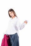 Camicia in Popeline Bianca con Taschino donna Tensione in - 2