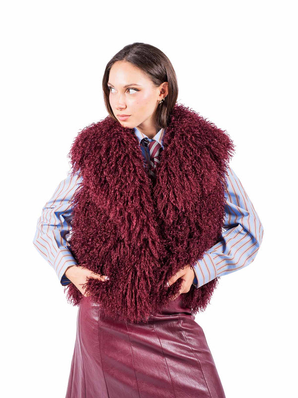 Gilet Oversize in Ecopelliccia Bordeaux da donna Tensione in