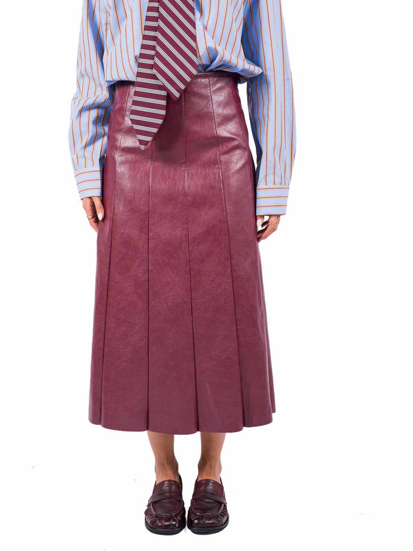 Gonna Longuette Ecopelle Bordeaux da donna Tensione in