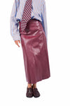 Gonna Longuette Ecopelle Bordeaux donna Tensione in - 4