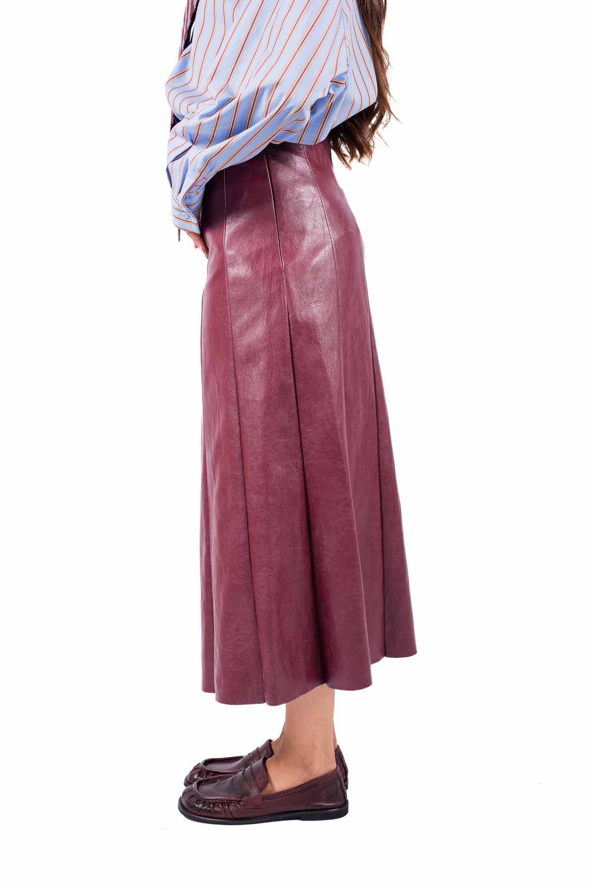 Gonna Longuette Ecopelle Bordeaux donna Tensione in - 2