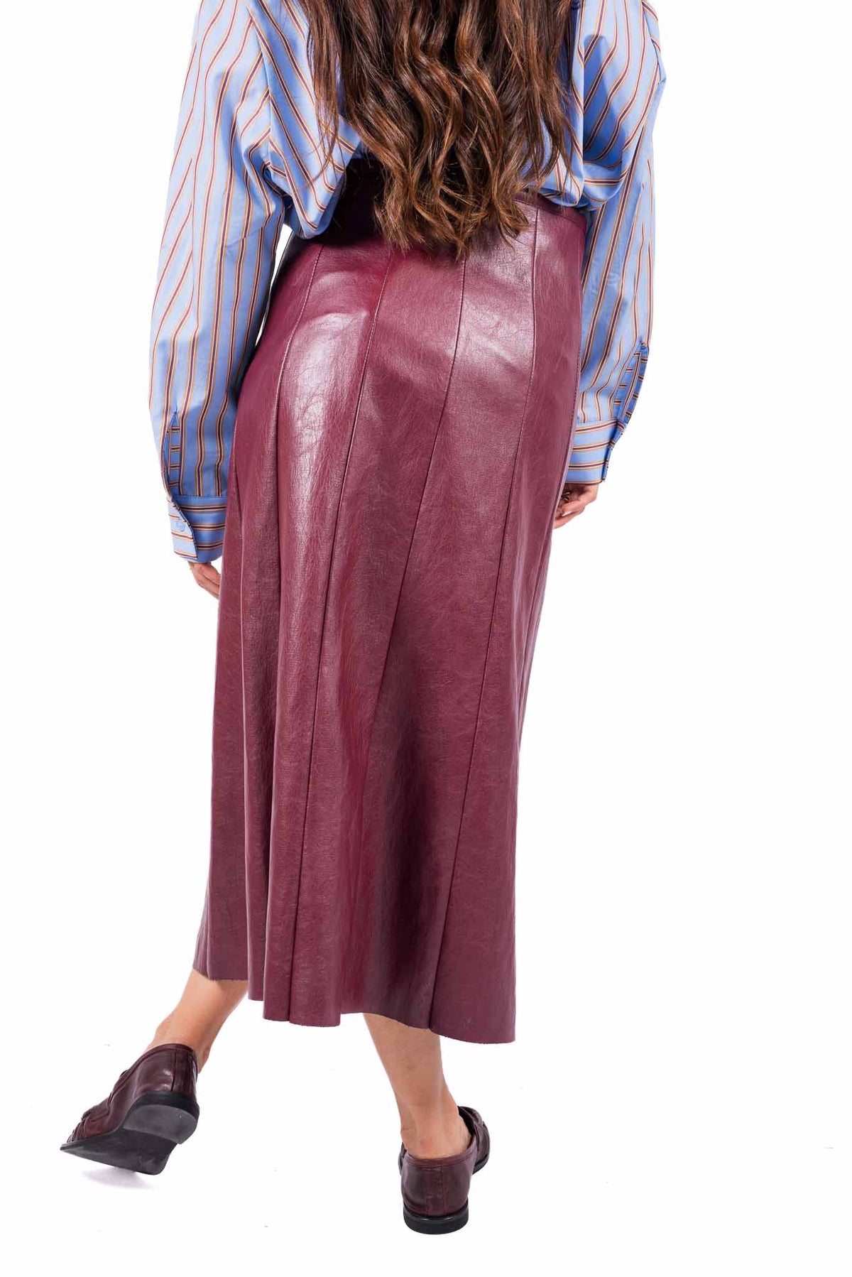 Gonna Longuette Ecopelle Bordeaux donna Tensione in - 3