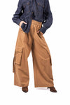 Pantaloni Cargo Wide Leg Cammello donna Tensione in - 1